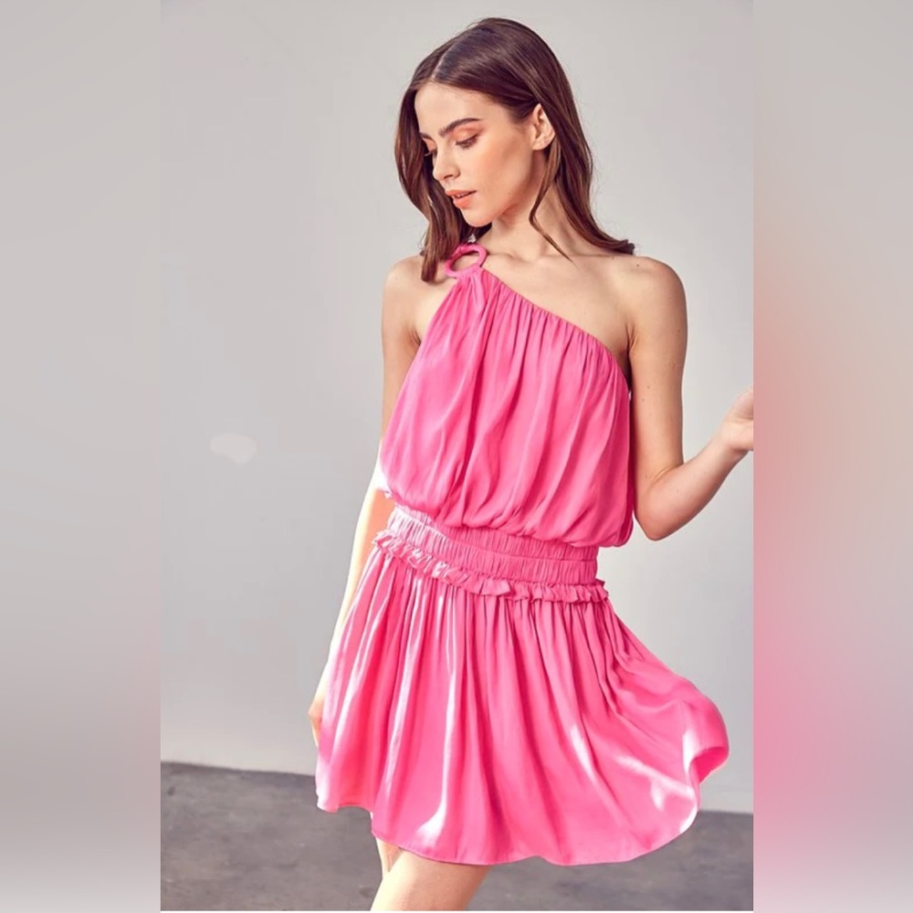 One Shoulder Pink Dress